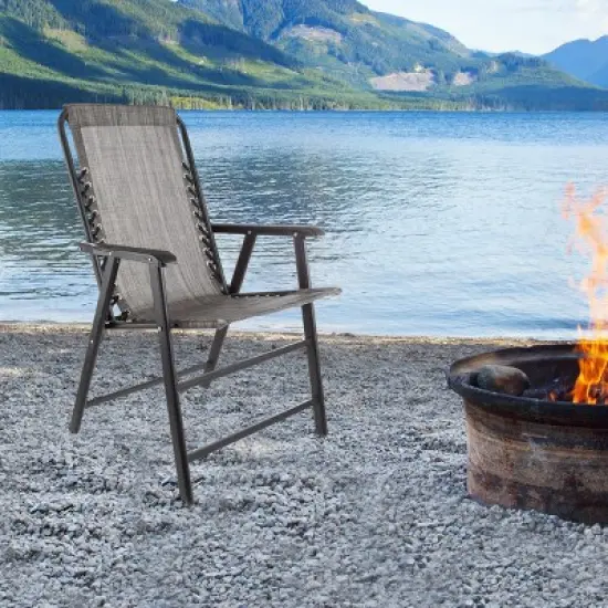 Pure Garden Folding Lounge Chairs &ndash; Portable Camping or Lawn Chairs, Gray, Set of 2 image {5}