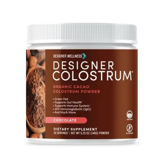 Designer Wellness, Pure Bovine Colostrum Powder, Gut Health & Bloating, Skin & Hair, Gluten Free, Chocolate, 30 Servings image {8}