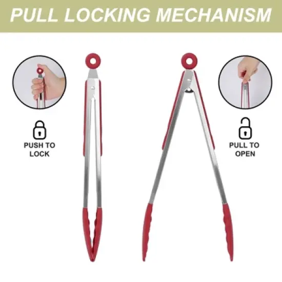 Stainless Steel Kitchen Tongs Silicone Tipped BBQ Cooking Tongs image {1}