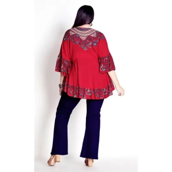 Women's Plus Size Frankie Frill Tunic - crimson | AVEOLOGY image {1}