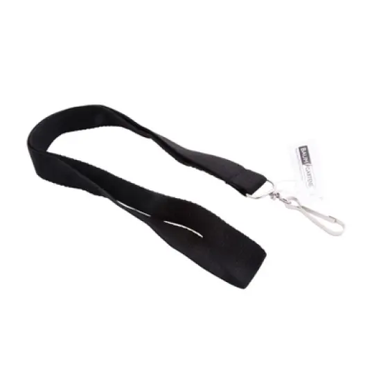 SICURIX Recycled PET Lanyard, Flat Style, J Hook, Black, Pack of 12 image {1}
