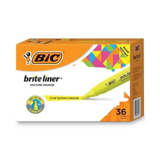 BIC Tank-Style Highlighter Chisel Tip Fluorescent Yellow 36/Pack BLMG36YEL image {1}