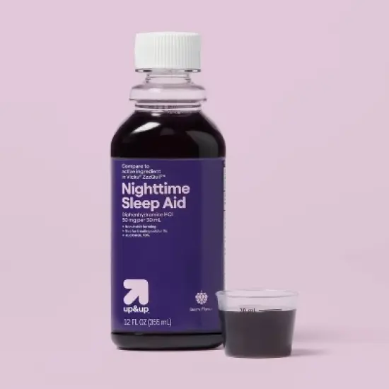 Diphenhydramine HCl Nighttime Sleep Aid Liquid - Berry - 12 fl oz - up&up&trade; image {1}
