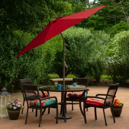Northlight 9ft Outdoor Patio Market Umbrella with Hand Crank and Tilt, Red image {2}