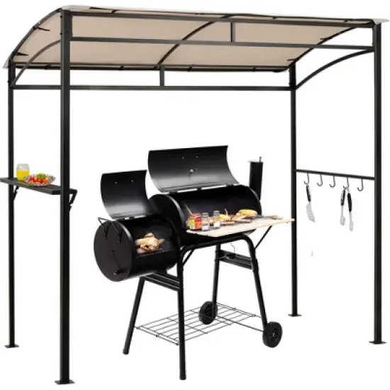 Tangkula 7' x 4.5' Grill Gazebo Patio BBQ Tent Shelter with Single Tier Canopy Beige image {3}