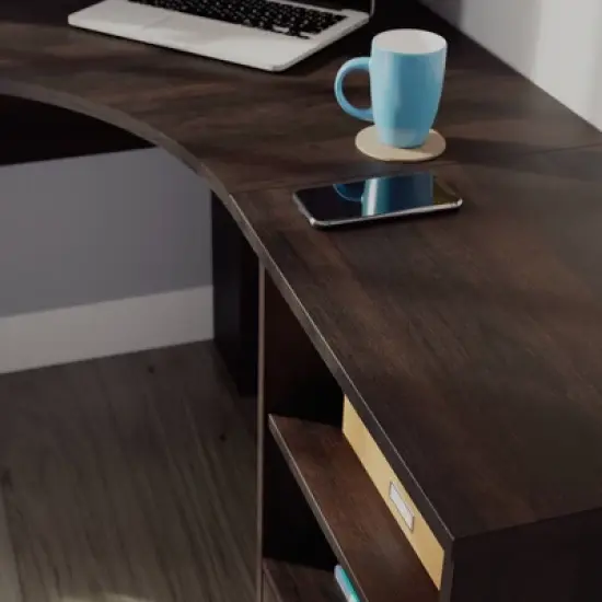 Sauder Beginnings Corner Desk with drawers Cinnamon Cherry: Home Office, Adjustable Shelf, MDF Construction image {4}