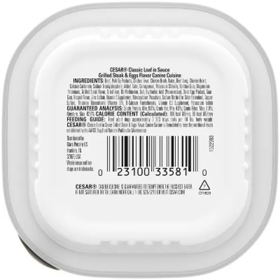 Cesar Classic Loaf in Sauce Grilled Steak, Beef, Gravy and Eggs Flavor Small Breed Wet Dog Food - 3.5oz image {1}