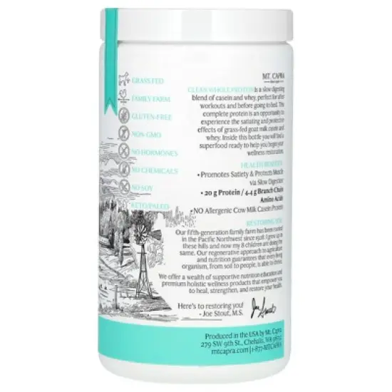Mt. Capra Clean Whole Protein, Unsweetened, 14.1 oz (400 g) image {2}