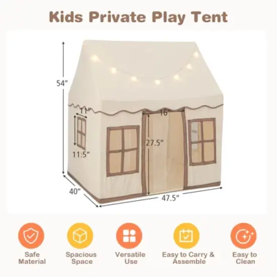Costway Kids Play Castle Tent Large Playhouse Toys Gifts with Star Lights Washable Mat image {9}