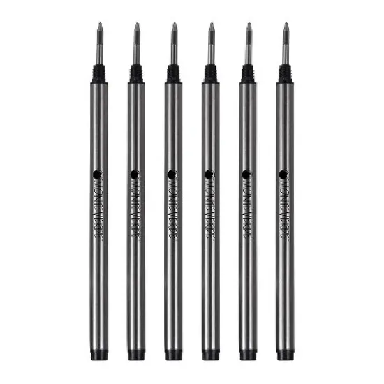 Monteverde Rollerball Pen Refill Fine Point Black Ink 6 Pack (M223BK) image {1}