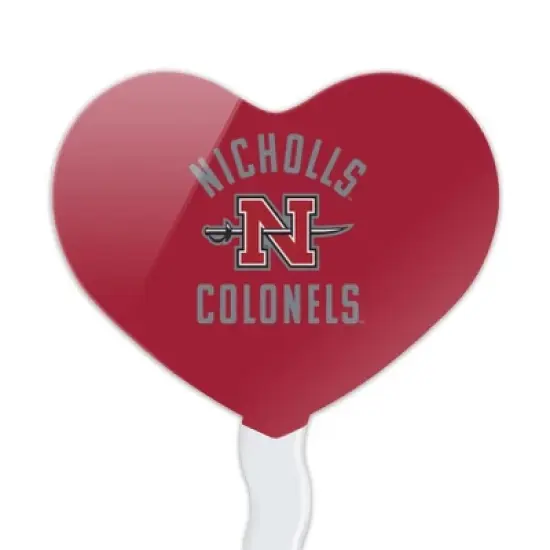 Nicholls State University Colonels Logo Heart Love Cupcake Picks Toppers Decoration Set of 6 image {1}