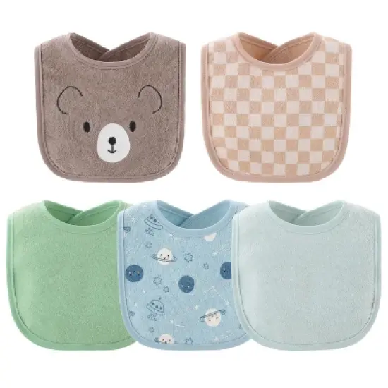 The Peanutshell Terry Baby Bib Set for Boys or Girls, 10-Pack, Feeding, Teething, Drooling, Soft Neutral image {4}
