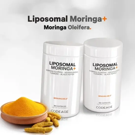 Codeage Liposomal Moringa+ Supplement, Moringa Oleifera, Turmeric, Ashwagandha, Black Pepper - 180ct image {5}