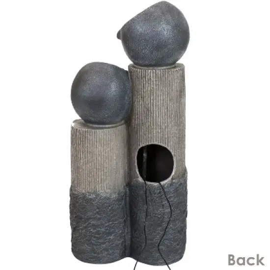 Sunnydaze Outdoor Solar Powered Polyresin Tiered Cascading Cups Water Fountain with Battery Backup - 29" image {7}