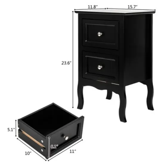 KTMBDW Night Stand Set 2, Bedroom Nightstands with 2 Drawers Modern Sofa Side Table Bedside End Table for Living Room image {2}