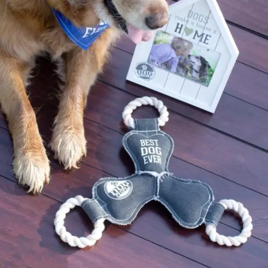 Pavilion Gift Company - Best Dog Ever - 12" Canvas Dog Toy on Rope - Pet Toy image {1}