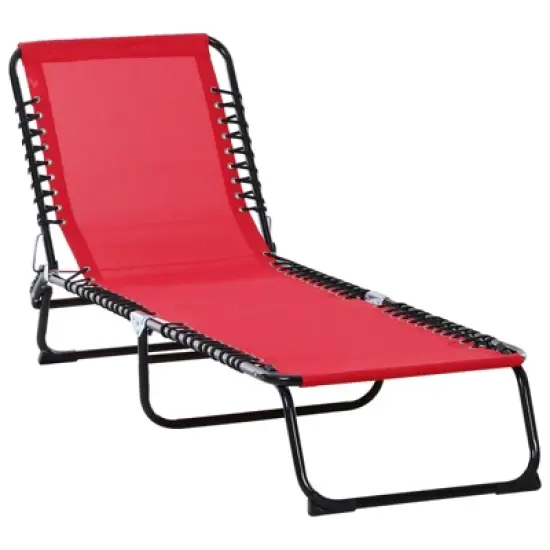 Outsunny Outdoor Folding Chaise Lounge Chair Portable Lightweight Reclining Garden Sun Lounger with 4-Position Adjustable Backrest for Patio, Deck, and Poolside image {10}