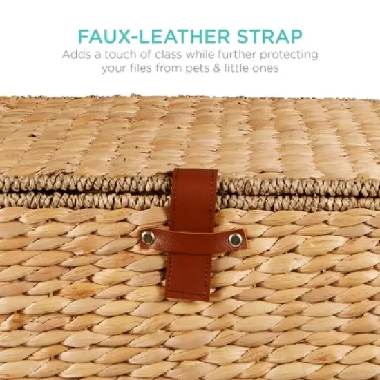 Best Choice Products Hyacinth Rolling Filing Cabinet Mobile Organizer Storage Basket w/ Lid, Locking Wheels image {3}