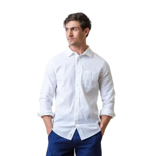 Hope & Henry Mens' Linen Long Sleeve Button Down Shirt image {6}
