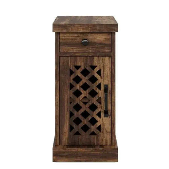 Resenkos Nightstand, Night Stand,Rustic Side Table, End Table Nightstand with Storage Drawer,Brown image {4}