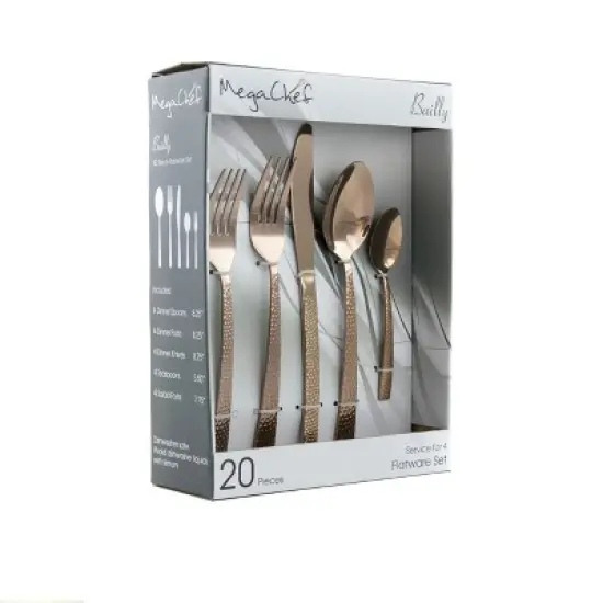 Megachef Baily 20 Piece Flatware Utensil Set, Stainless Steel Silverware Metal Service for 4 image {8}