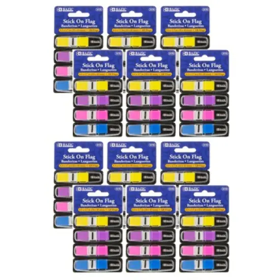 BAZIC Products&reg; Neon Color Coding Flags with Dispenser, 120 Per Pack, 12 Packs image {4}