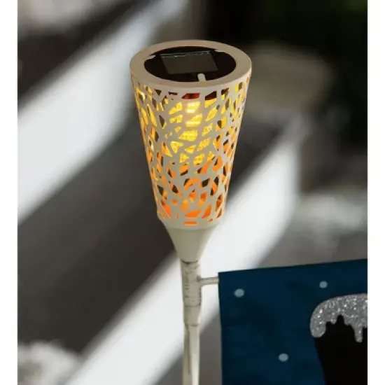 Evergreen Tapered Laser Cut Solar Interchangeable Finial, Ivory-  3.75x7.5x3.75 in Durable Hardware for Flags image {3}