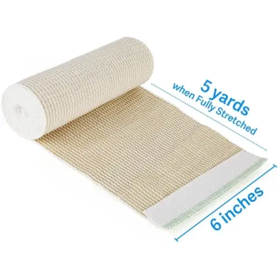 LotFancy Elastic Bandage Wrap, (6" Wide x 15&rsquo;), 4 Pack Cotton Compression Bandages with Self-Closure on Both Ends image {1}