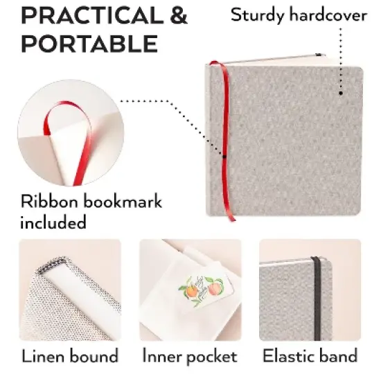 Arteza Gray Linen Hardcover Watercolor Paper Pad with Inner Pocket, 8.25"x8.25", 34 Sheets - 2 Pack image {1}