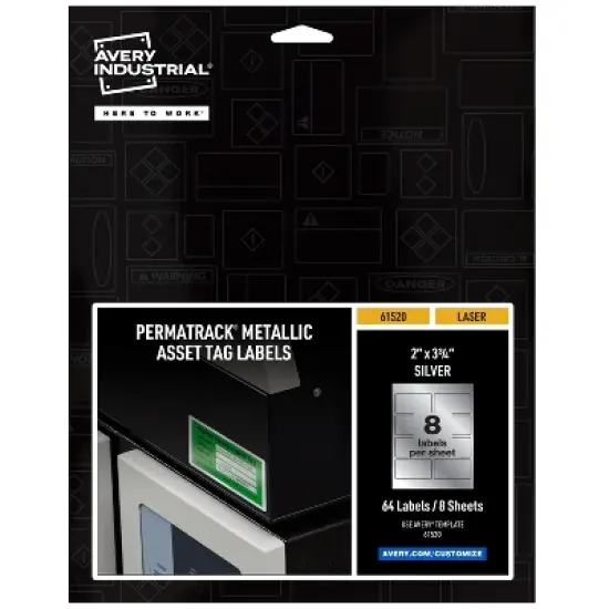 Avery PermaTrack Metallic Asset Tag Labels, 2" x 3-3/4", 64 Asset Tags (61520) image {9}