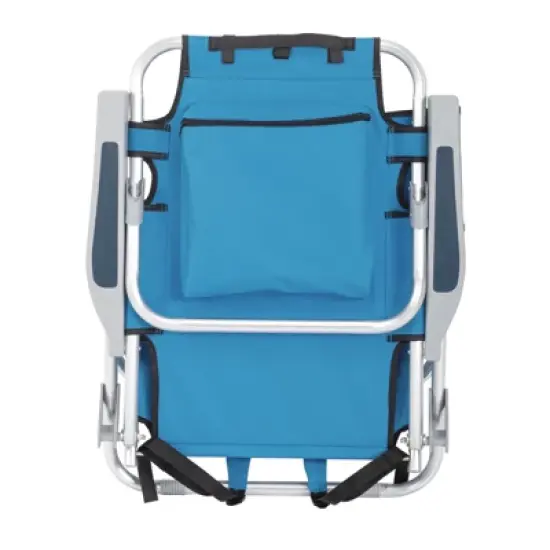 DOMETOUR Short Oxford Cloth Silver White Aluminum Tube Bearing 100kg Beach Chair Blue image {13}