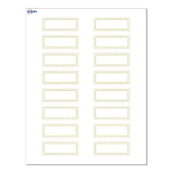Avery Labels, 1" x 2-5/8", Matte White, Gold Border w/ Gold Dots, 160ct image {8}