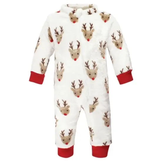 Hudson Baby Unisex Baby Plush Jumpsuits, Red Rudolph image {2}