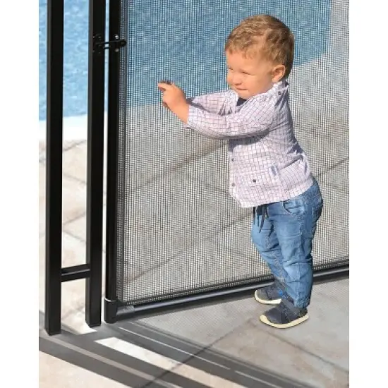 Inground Pool Fence Gate with Stainless Steel Lock, Durable 340 GMS Teslin PVC Mesh, Easy DIY Installation, Secure Barrier for Backyard Pools image {4}