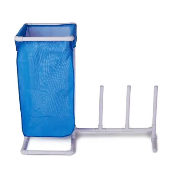 HydroTools by Swimline 8903 PVC Poolside Organizer Rack with Removeable Mesh Bag Towel Bin Hamper for Pool Toys, Floats, and Accessories image {1}