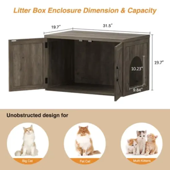 Large Double Room Cat House Cabinet, Hidden Litter Box Furniture image {1}