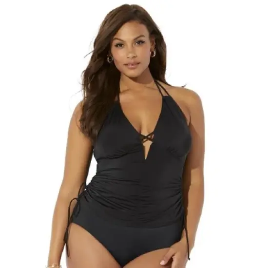 Swimsuits for All Women&rsquo;s Plus Size Plunge Tankini Top image {1}