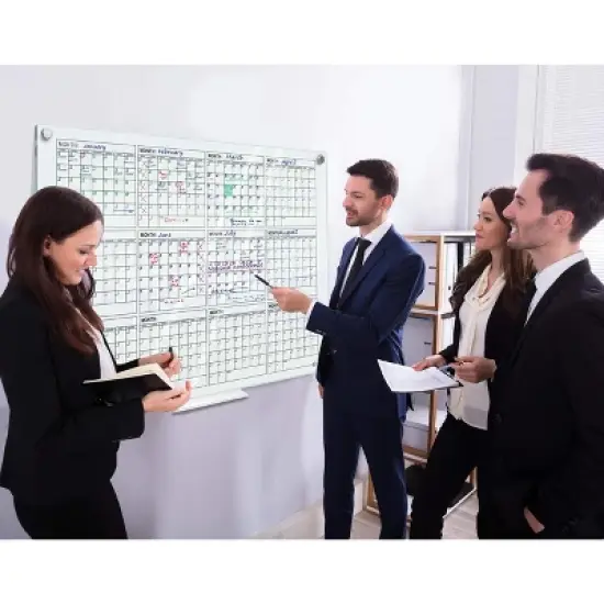 SCRIBBLEDO Yearly Calendar Glass Board 34"x46" Dry Erase Whiteboard 12 Month Wall Planner image {4}