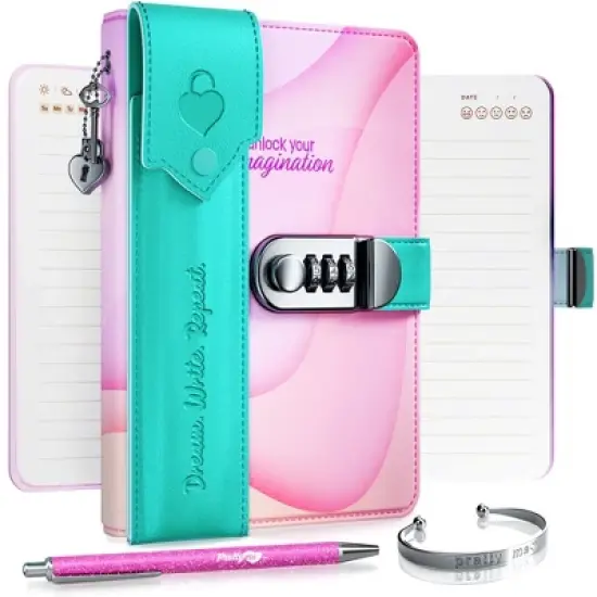 Pretty Me Secret Diary Set with Pen Pouch, Gel & Ballpoint Pens, and Customizable Pages, Birthday Gift for Girls image {1}