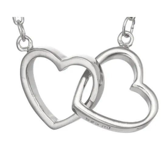 Tiara Sterling Silver Interlocking Double Heart Chain Necklace image {1}