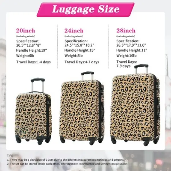 Merax Stylish 3-Piece Hardshell Luggage Set with Expandable Spinner Suitcases, TSA Lock & Telescoping Handle image {9}