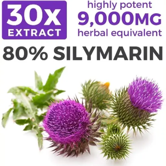 USDA Organic Milk Thistle Capsule, 80% Silymarin Supplement for Liver Support, 9,000mg Milk Thistle Extract for Liver Detox, Pure Co, 60 or 120ct image {3}