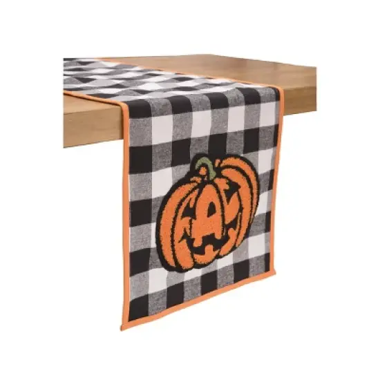 C&F Home Jack-O-Lantern Check Halloween Pumpkin Table Runner 13" x 72" image {1}