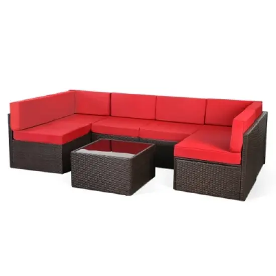 Rbied 7-Piece Wicker Outdoor Sofa Sectional Set Conversation Sets with Cushions image {9}