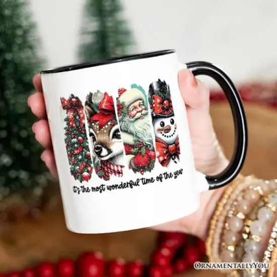 It's the Most Wonderful Time of The Year Mug, Reindeer, Santa, Snowman Vintage Gift (Non-Custom Only)| OrnametallyYou image {2}