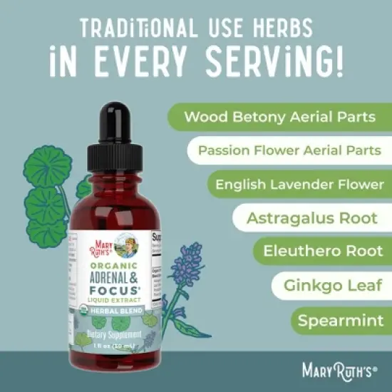 MaryRuth's Adult Adrenal & Focus Drops, Org, 1 oz image {6}
