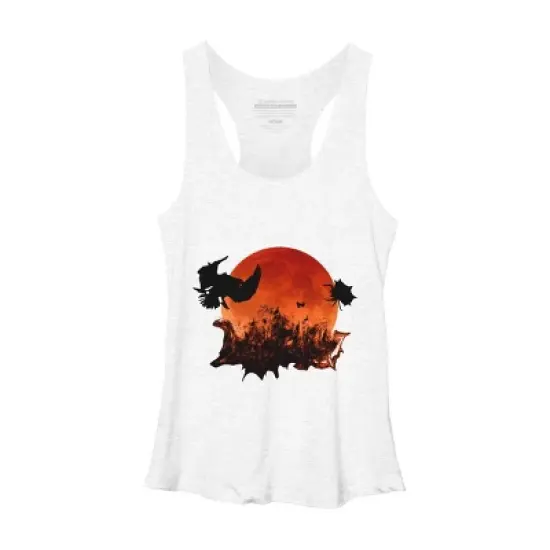 Women's Design By Humans Spooky Halloween Blood Moon Eclipse Ghostly Birds By KateLCardsNMore Racerback Tank Top image {10}
