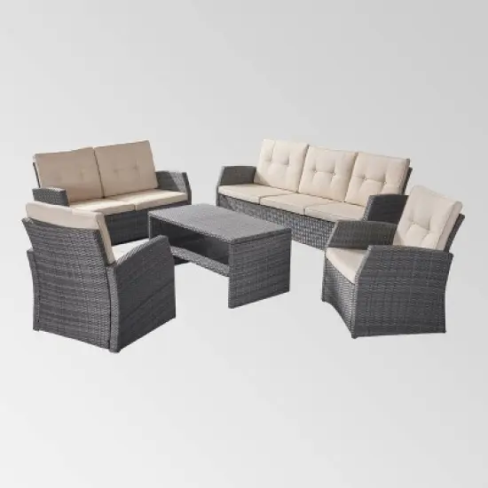 Sanger 5pc Wicker Chat Set Gray - Christopher Knight Home image {1}