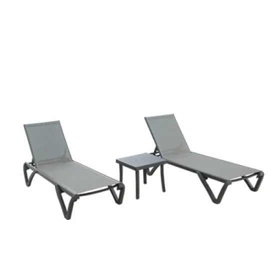 Syemin Patio Chaise Lounges Outdoor Lounger Sunbathe Chair with Arms, with Table, for Patio, Garden, Beach，Portable，Gray，64.41"*26.69"*31.89" image {5}