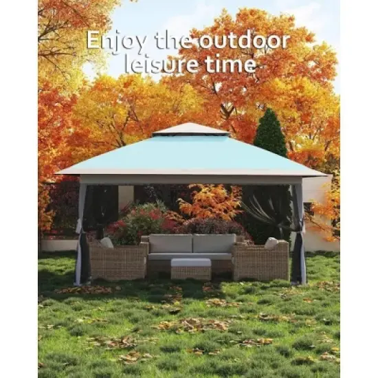 13x13 Ft Pop Up Canopy Tent with Mosquito Netting &  Carrying Bag, Instant Portable Shelter, Heavy Duty Foldable Gazebo for Outdoor Backyard image {11}